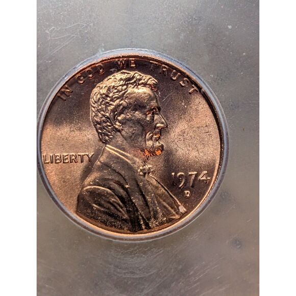 1974-D Lincoln Cent MS67 RD – ICG Graded, Red, High Grade - Picture 2 of 4
